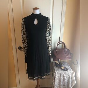 Rock ‘N Karma dress sheer leopard sleeves